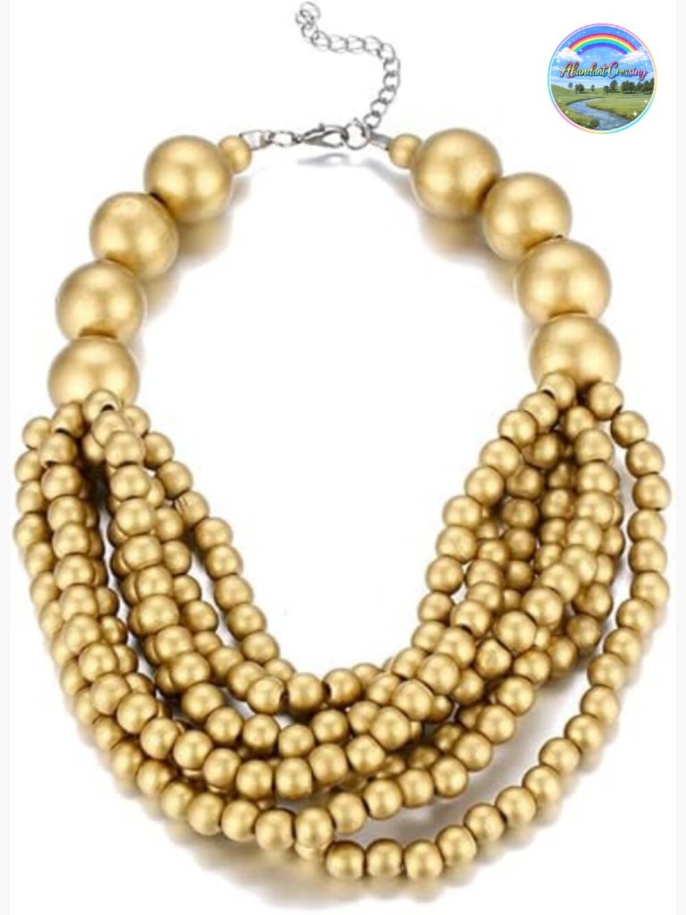 Multistrand Wooden Beaded Choker Necklace with Lobster Clasp